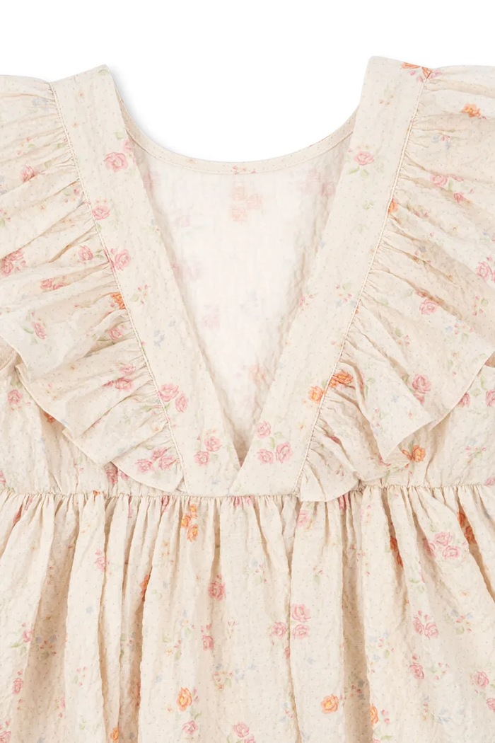 Konges Sløjd sukienka z bawełną ELIN FRILL DRESS GOTS beżowy KS105338.PPY2
