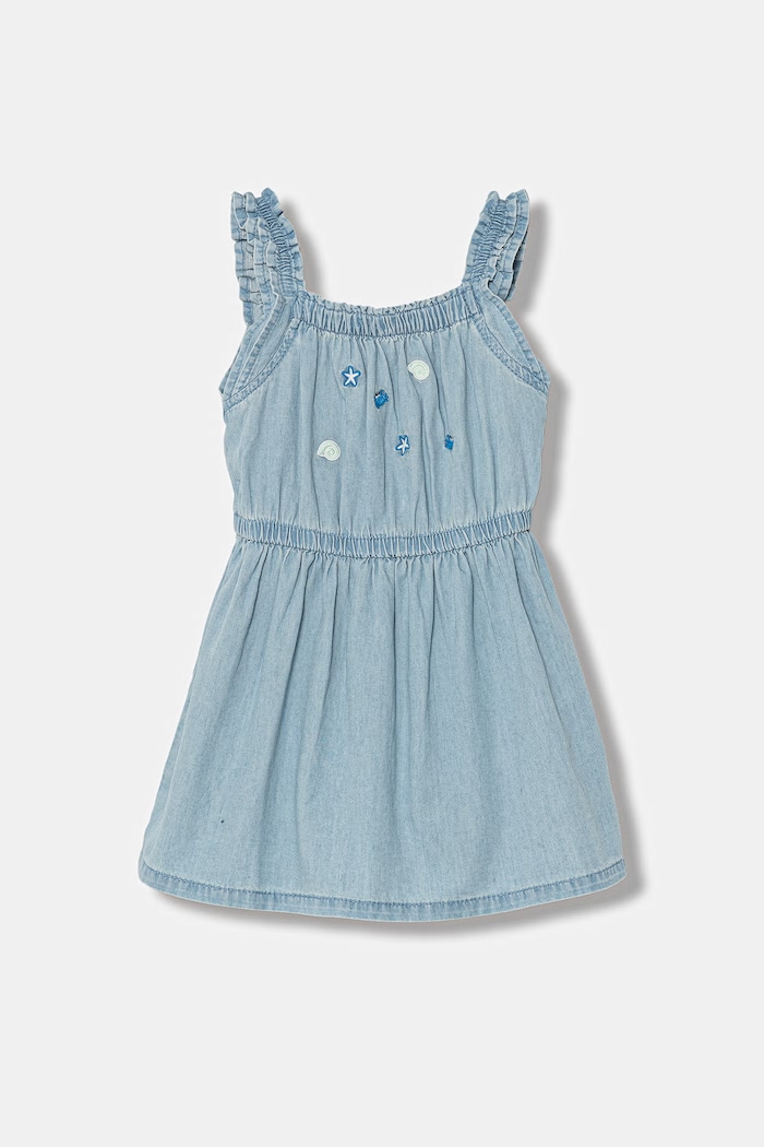United Colors of Benetton sukienka rozkloszowana jeansowa niebieski 4DHJGV02W.P.seasonal
