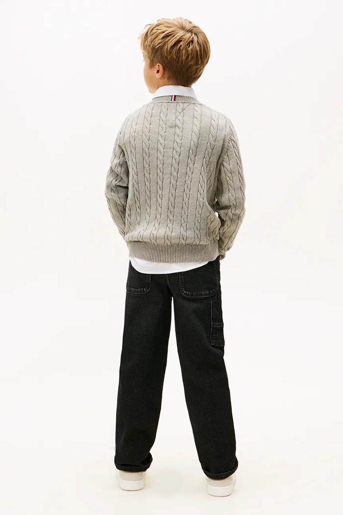 Tommy Hilfiger maglione per bambini con misto lana grigio KB0KB09753.128.176.PPY2