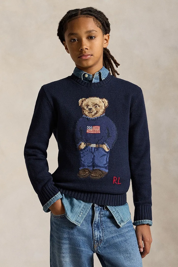 Polo Ralph Lauren sweter bawełniany dziecięcy wzorzyste granatowy 323668286002