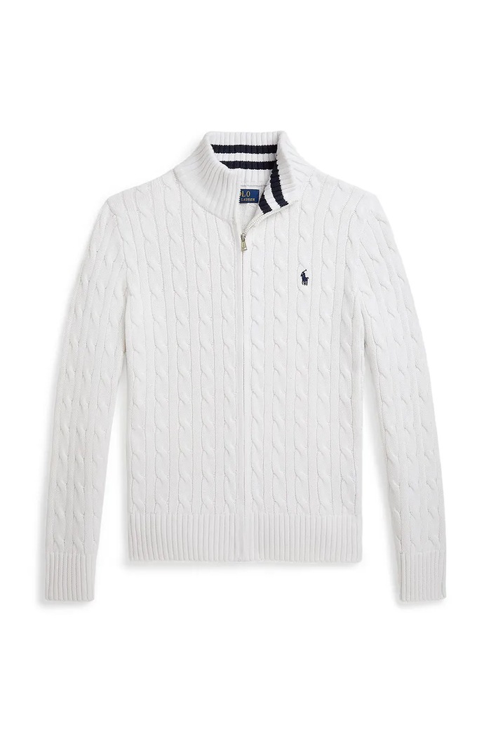 Polo Ralph Lauren gyerek pamut kardigán sima fehér 323A95566002