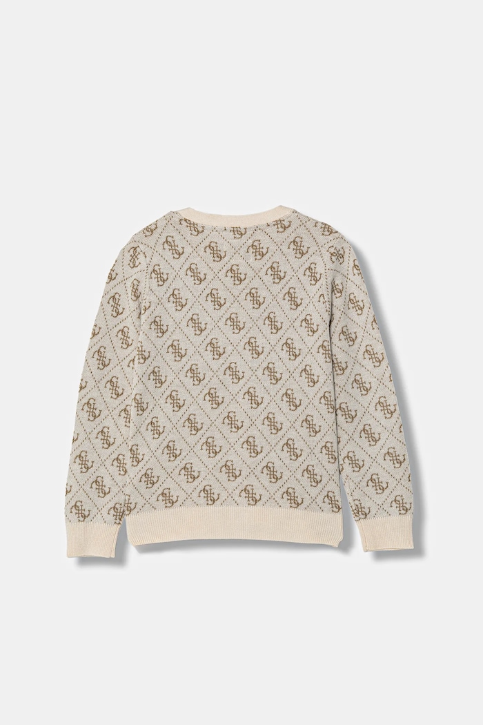 Dětský kardigan s příměsí vlny Guess N6RR08.Z3OE2.PPY2 béžová SS26