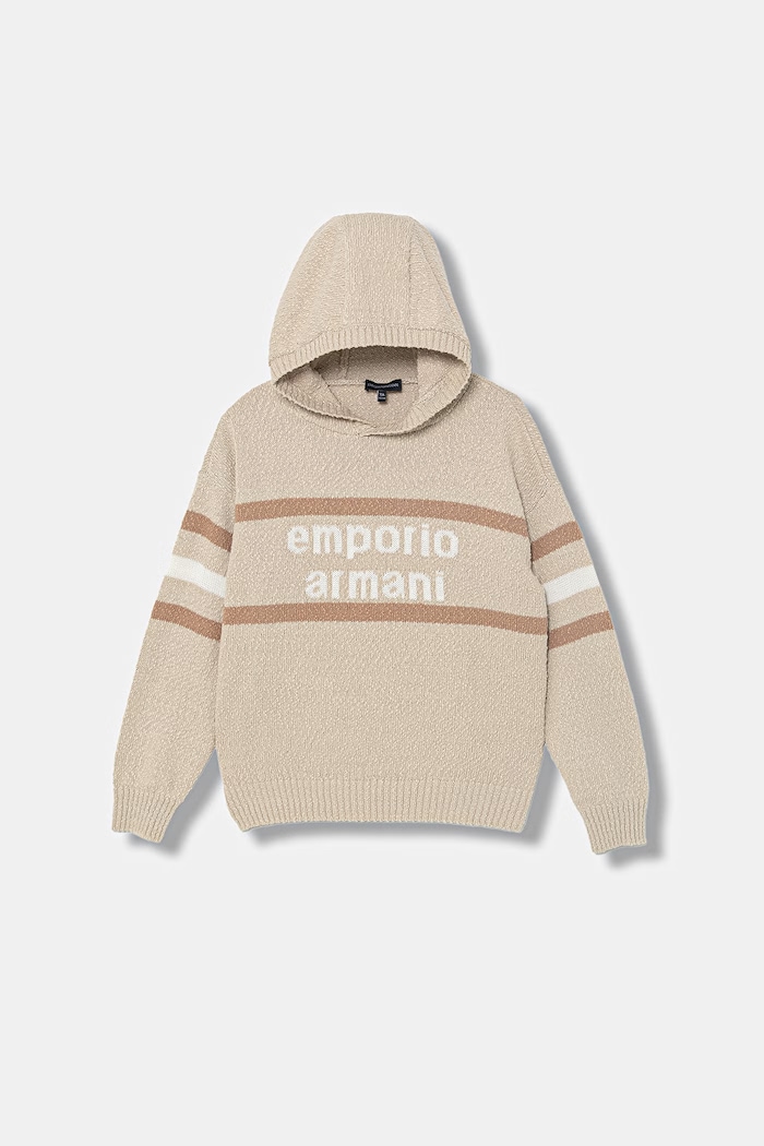 Emporio Armani sweter dziecięcy bawełniany EB001219.AF23411 beżowy SS26
