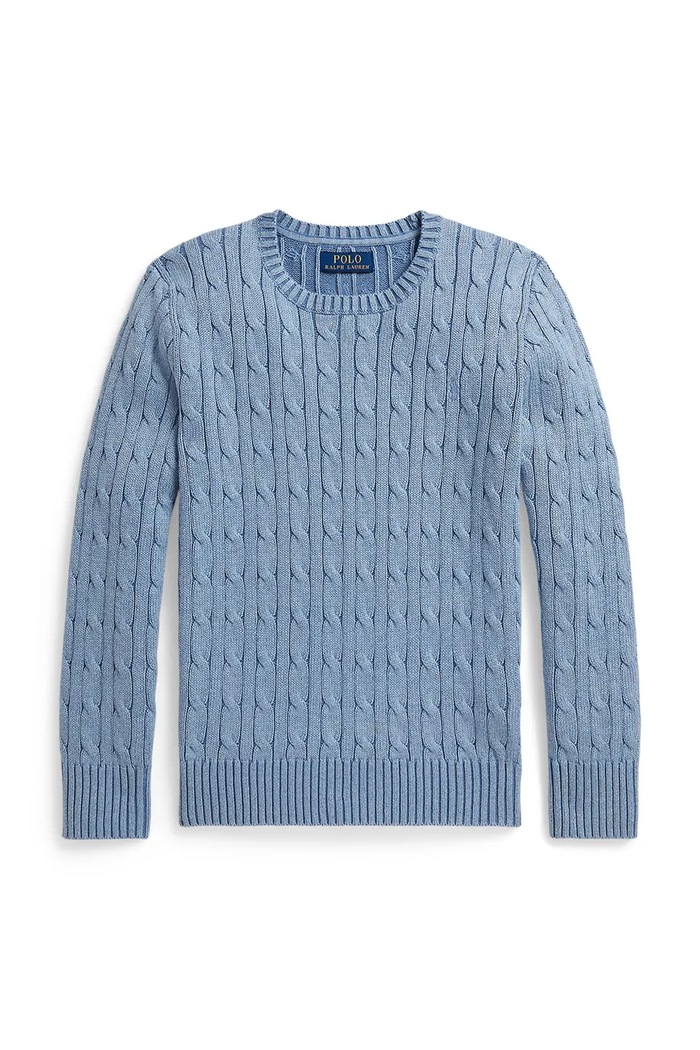 Detský bavlnený sveter Polo Ralph Lauren bavlna modrá 323702674507