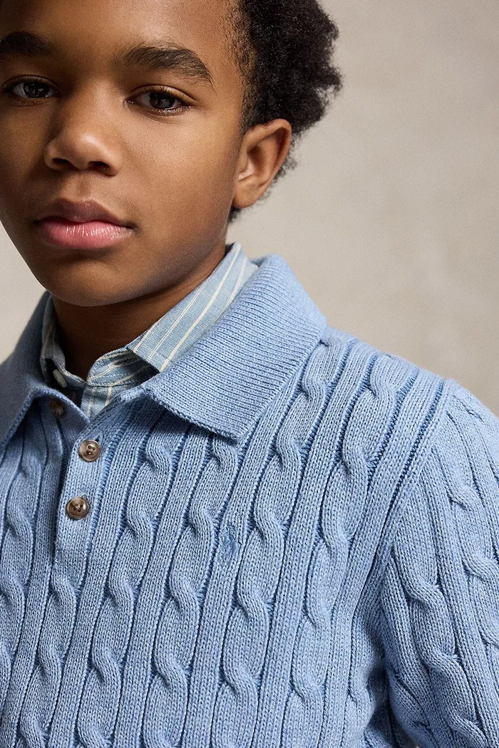 Detský bavlnený sveter Polo Ralph Lauren modrá 323962923503