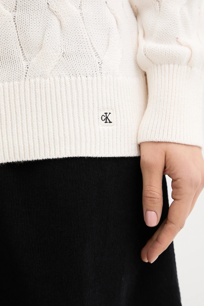 Calvin Klein Jeans pamut pulóver LV044E301G bézs