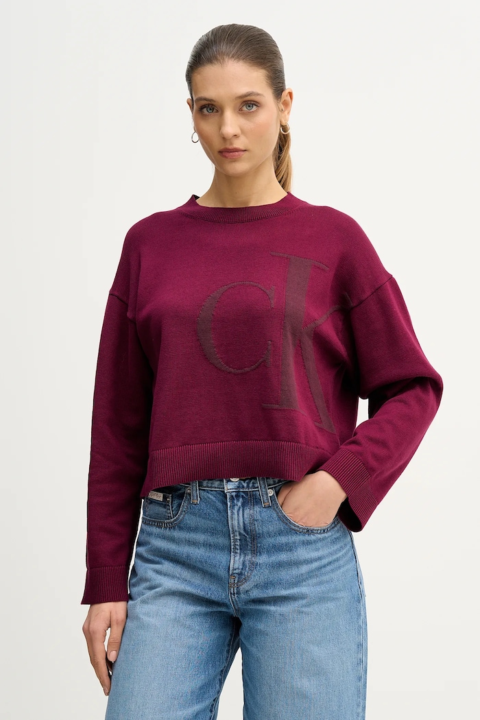 Calvin Klein Jeans pamut pulóver pamut rózsaszín LV047E304G