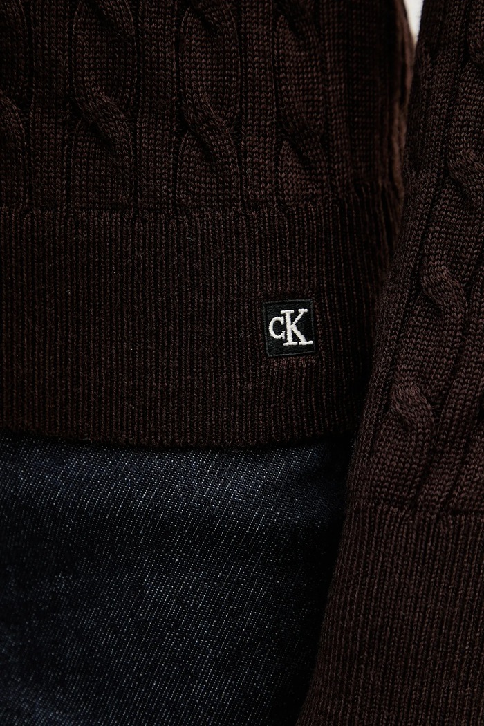 Ζακέτα με προσθήκη μαλλιού Calvin Klein Jeans LV044E307G καφέ
