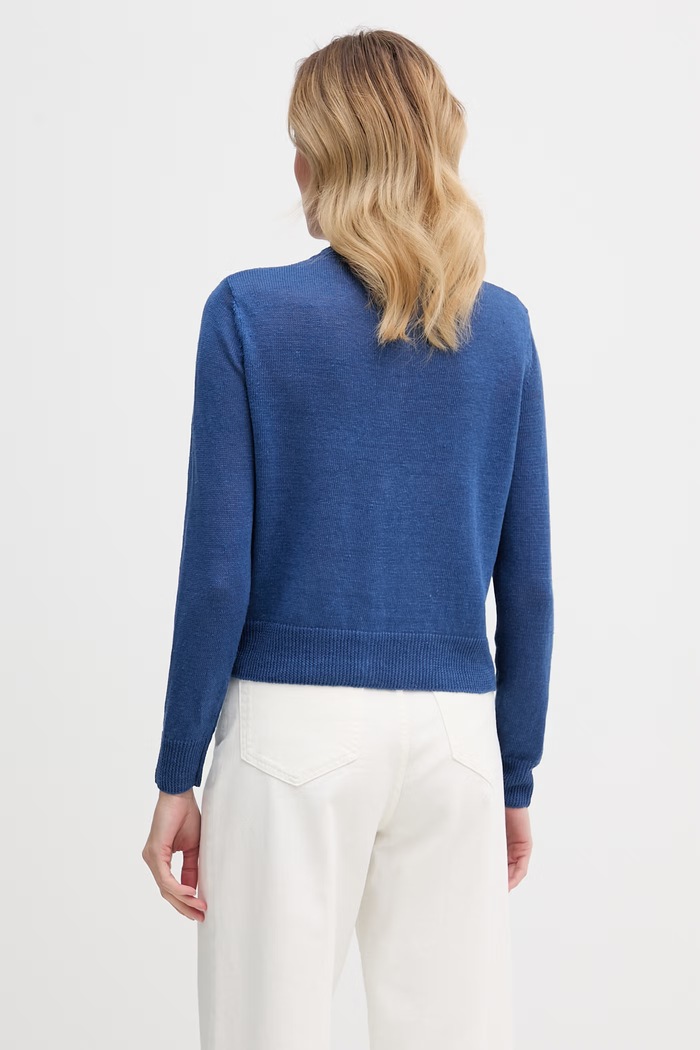 Îmbrăcăminte Weekend Max Mara Cardigan femeiesc din in BADIA 2615341022600 albastru