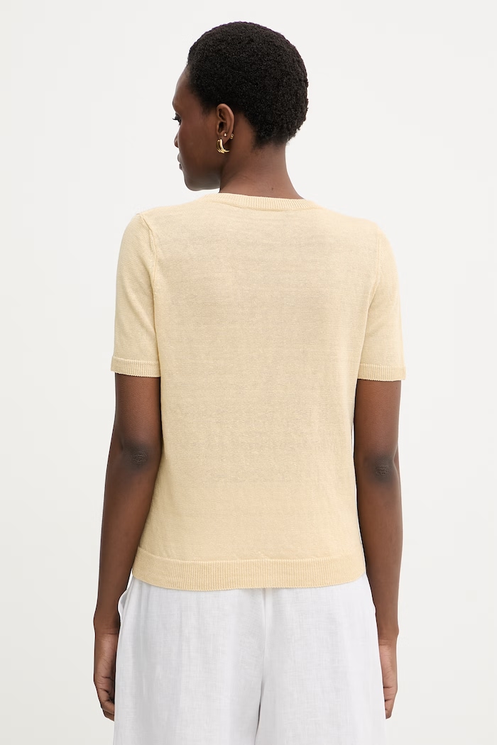 Odzież Weekend Max Mara t-shirt damski lniany PANCONE 2615361042600 beżowy