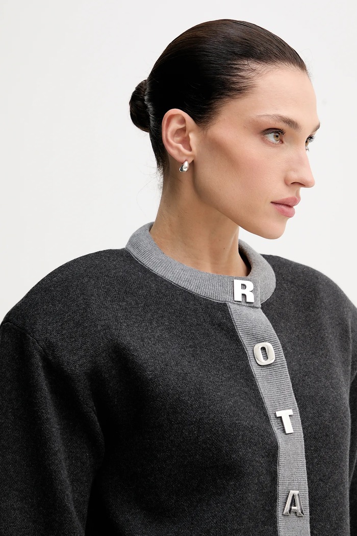 Rotate cardigan with wool blend gray 1149033086