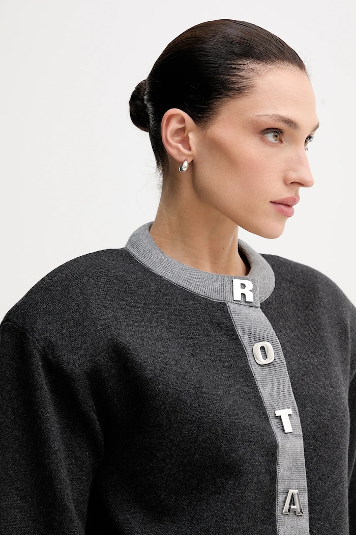 Rotate cardigan with wool blend gray 1149033086
