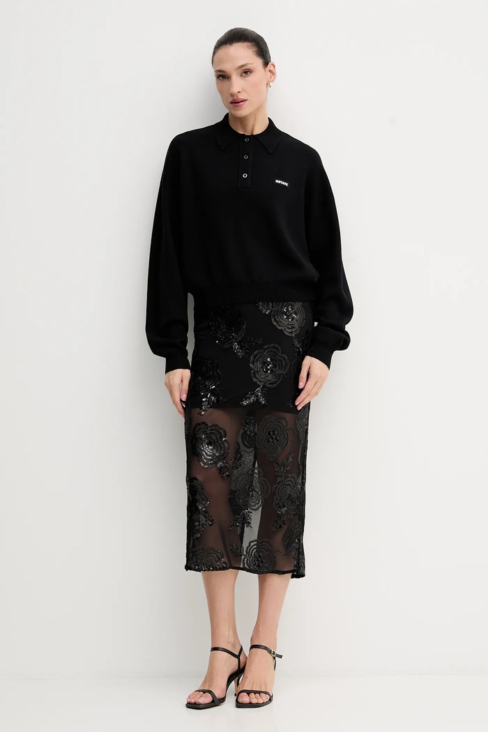 Rotate sweter z dodatkiem wełny 115137100 czarny SS26