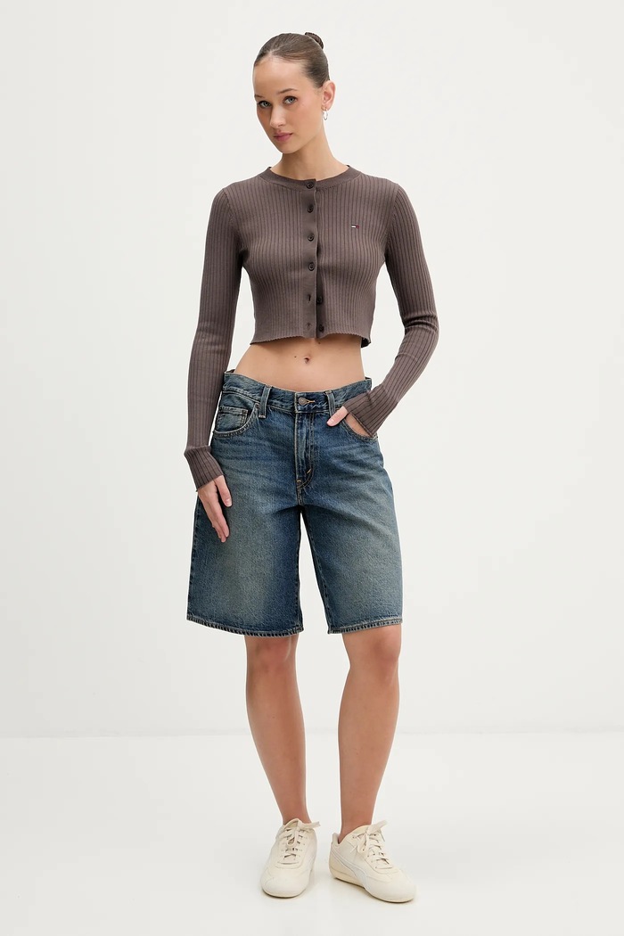 Παιδικό κάρδιγκαν Tommy Jeans DW0DW22023 καφέ SS26