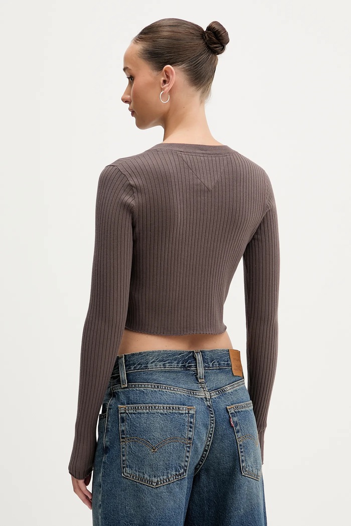 Ρούχα Παιδικό κάρδιγκαν Tommy Jeans DW0DW22023 καφέ