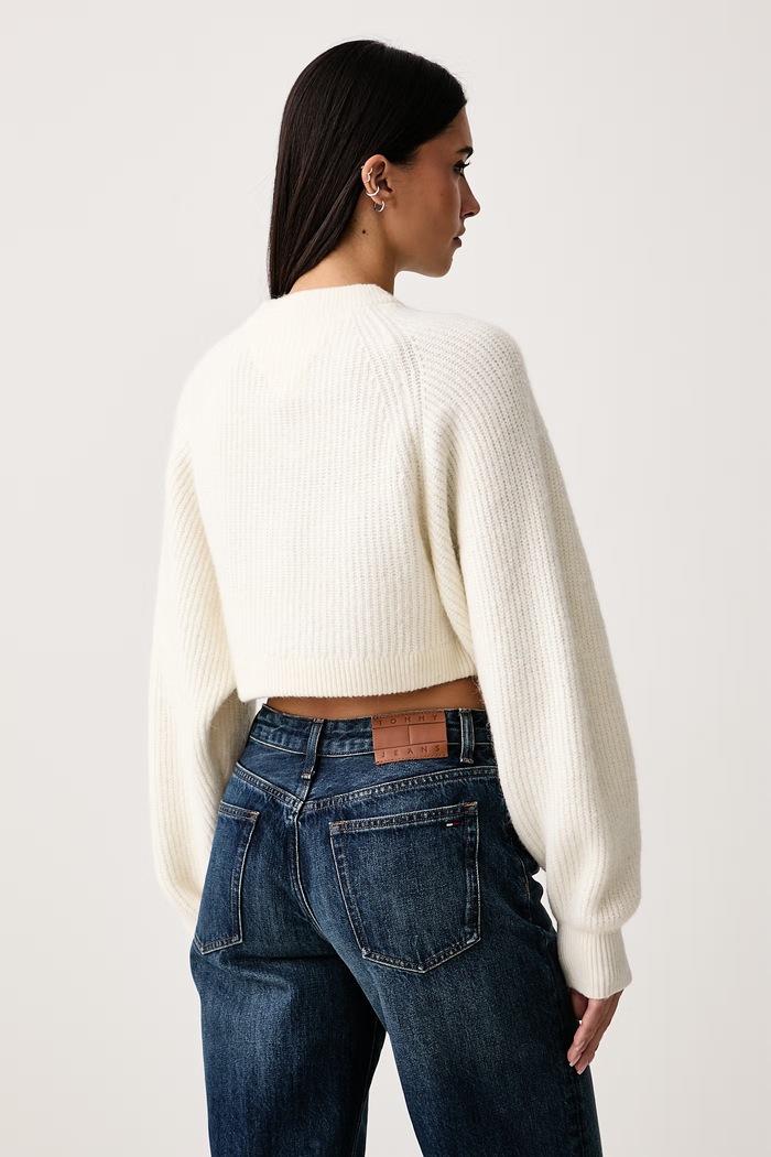 Odzież Tommy Jeans Sweter damski z dodatkiem wełny DW0DW22024 beżowy