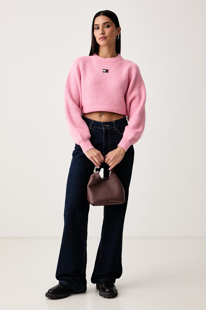 Tommy Jeans Sweter damski z dodatkiem wełny DW0DW22024 różowy SS26