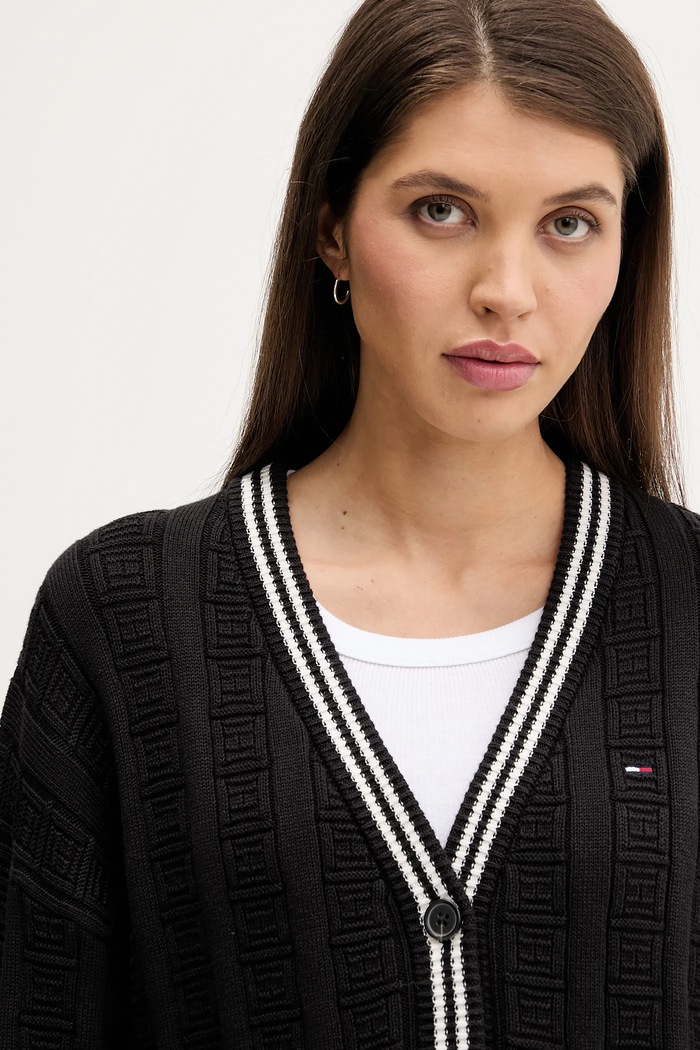 Tommy Jeans cardigan din bumbac negru DW0DW22026