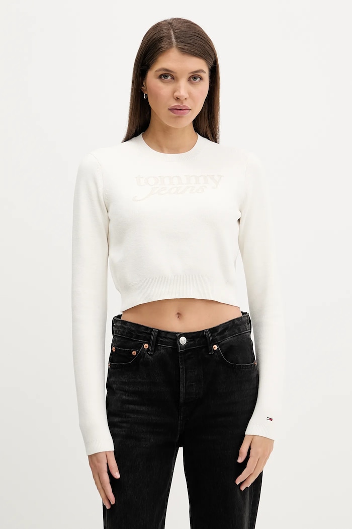 Sveter Tommy Jeans okrúhly béžová DW0DW22028
