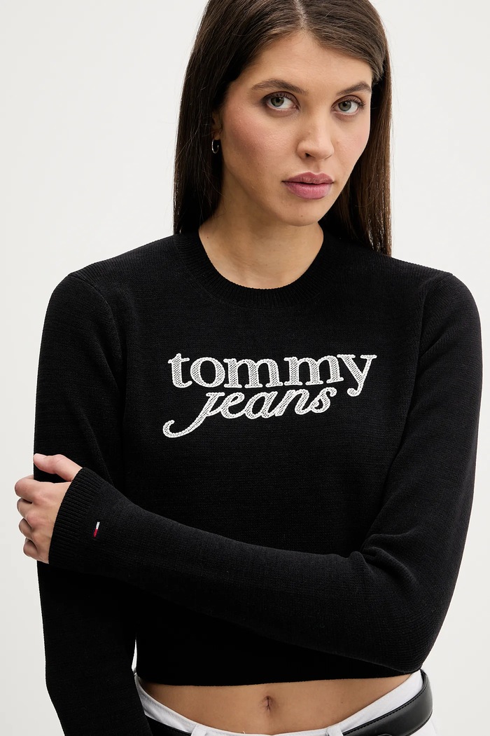 Πουλόβερ Tommy Jeans μαύρο DW0DW22028