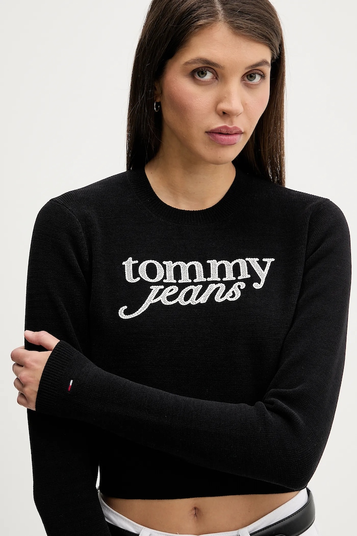 Πουλόβερ Tommy Jeans μαύρο DW0DW22028