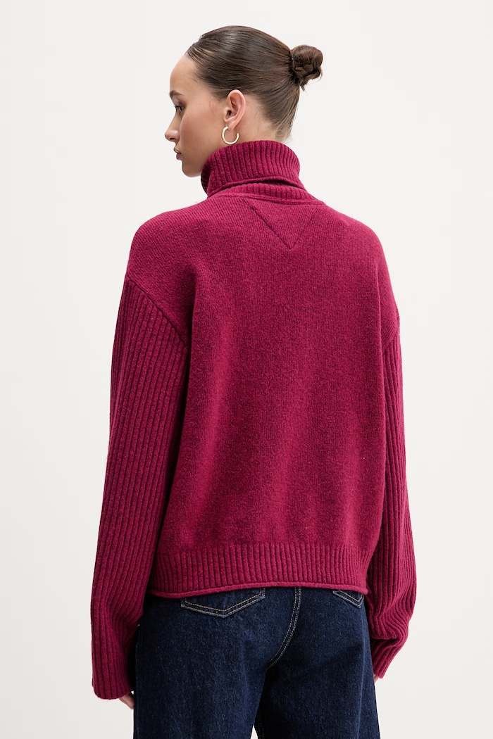 Oblečení Svetr z vlněné směsi Tommy Jeans DW0DW22108 burgundské