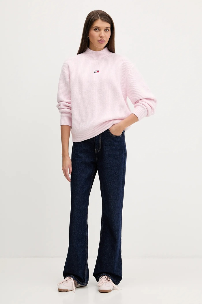 Tommy Jeans sweter z domieszką wełny DW0DW22109 różowy SS26