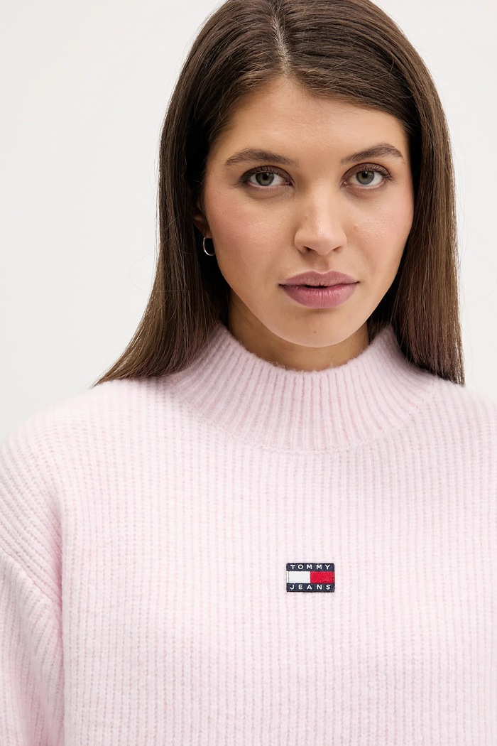 Tommy Jeans sweter z domieszką wełny różowy DW0DW22109