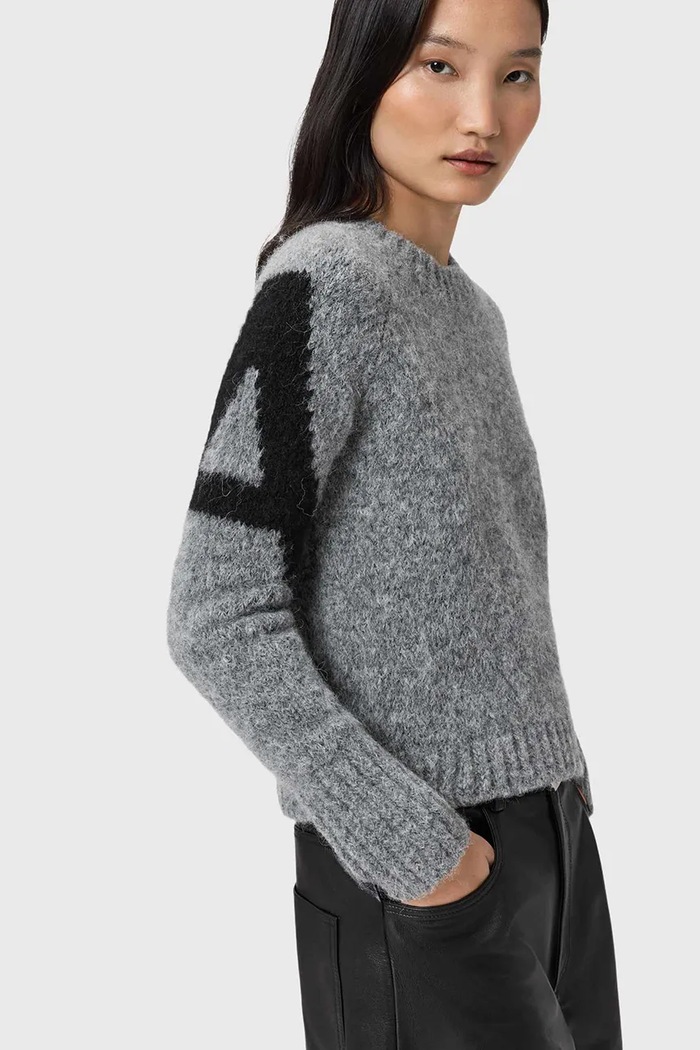 Πουλόβερ με προσθήκη αλπακά AllSaints μαύρο W088KD
