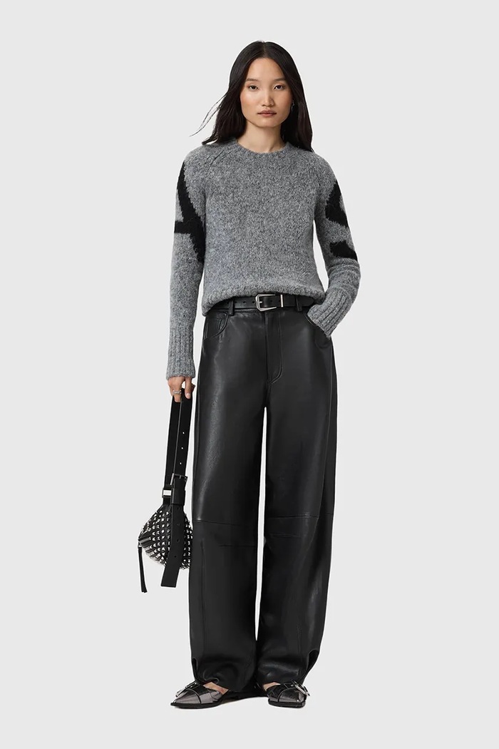 Πουλόβερ με προσθήκη αλπακά AllSaints W088KD μαύρο