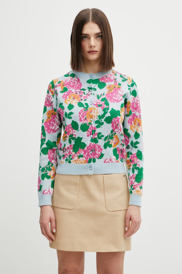 Kenzo cardigan din amestec de lână grosime medie albastru FG52CA7423DY