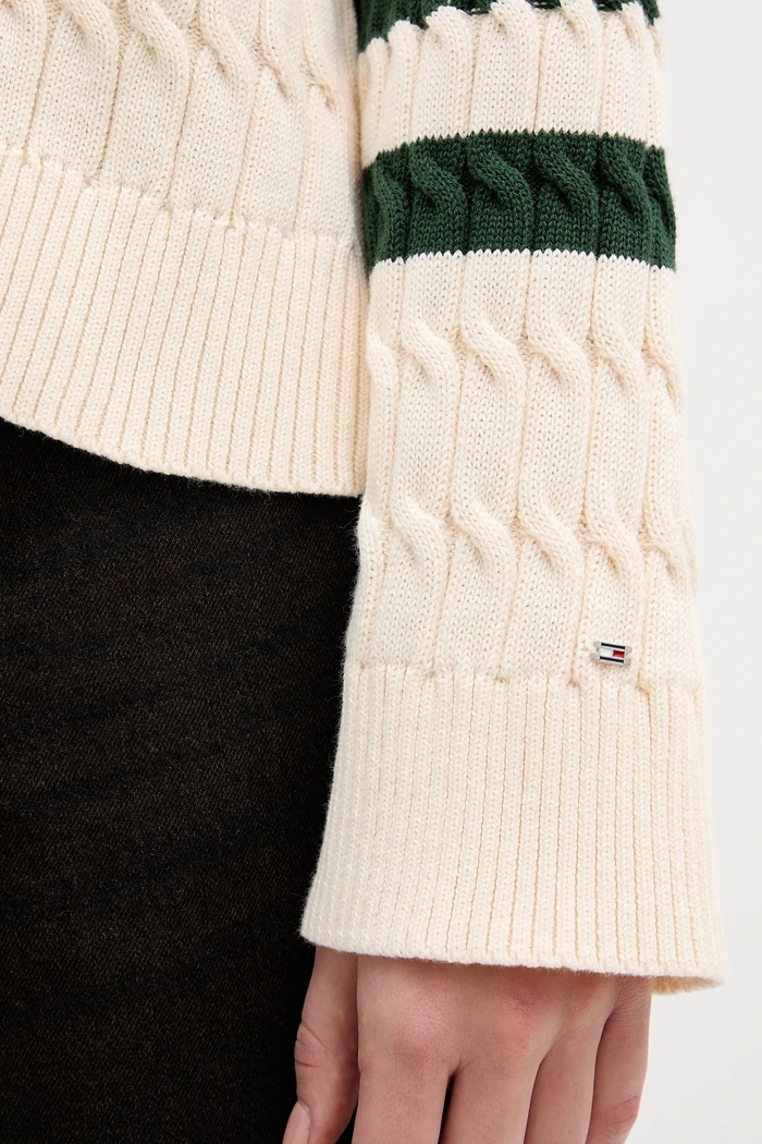 Βαμβακερό πουλόβερ Tommy Hilfiger WW0WW47633 μπεζ