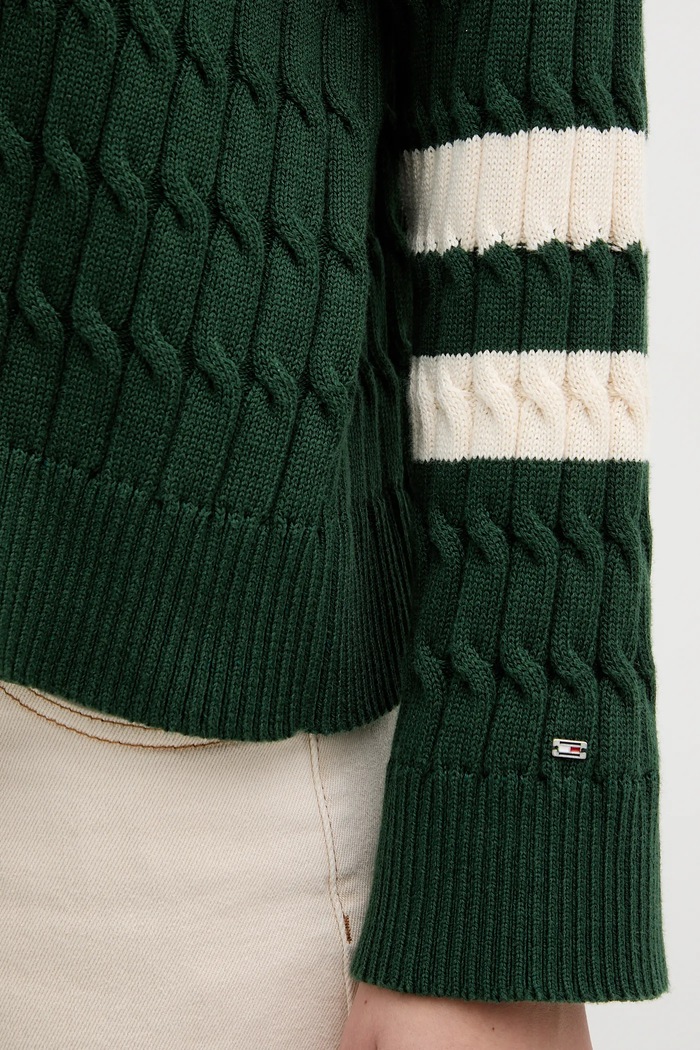 Βαμβακερό πουλόβερ Tommy Hilfiger WW0WW47633 πράσινο
