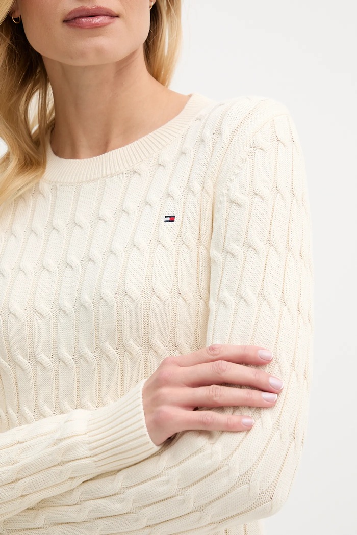 Tommy Hilfiger pamut pulóver WW0WW47644 bézs