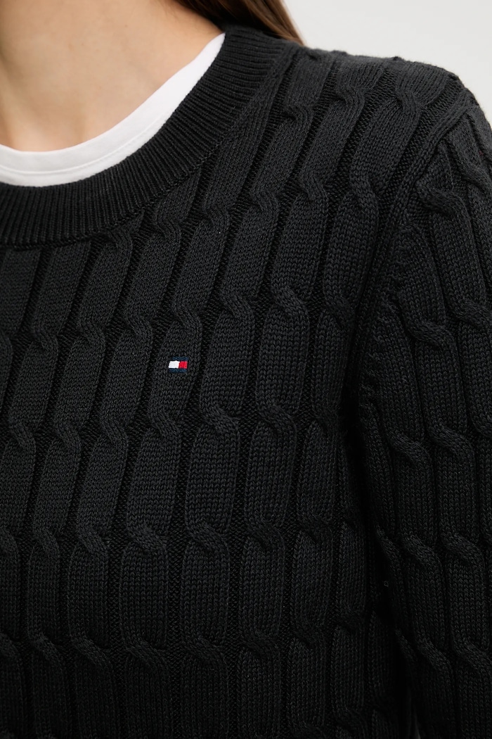 Βαμβακερό πουλόβερ Tommy Hilfiger WW0WW47644 μαύρο