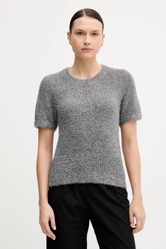 Tommy Hilfiger pulover din amestec de lână grosime medie gri WW0WW47650