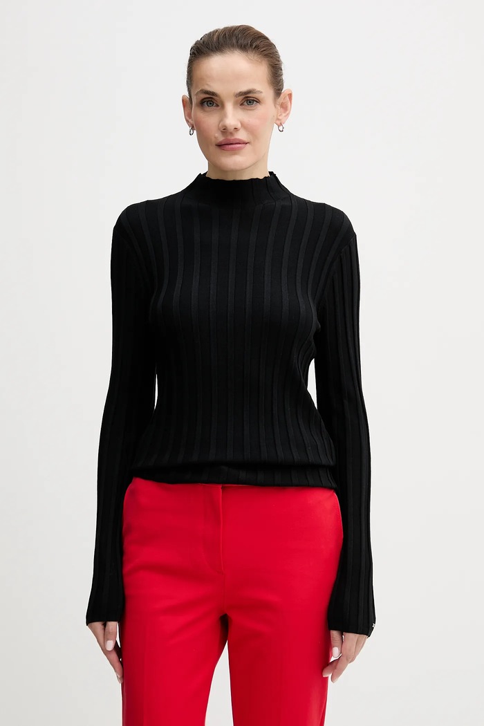 Tommy Hilfiger pulover subtiri negru WW0WW47676