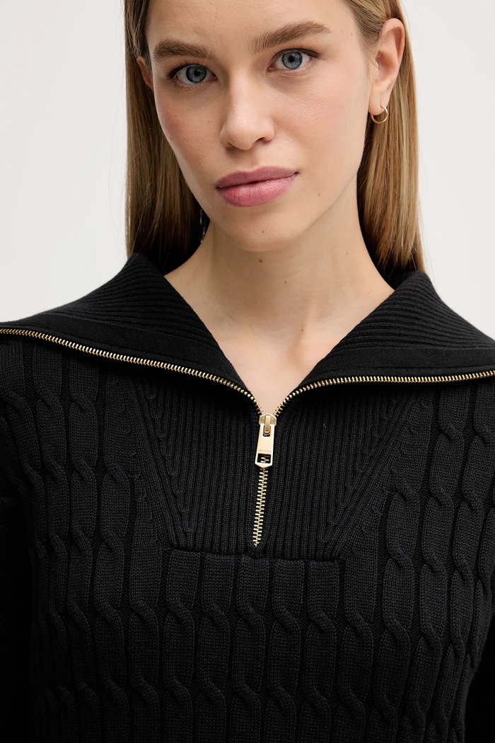 Βαμβακερό πουλόβερ Tommy Hilfiger μαύρο WW0WW47643