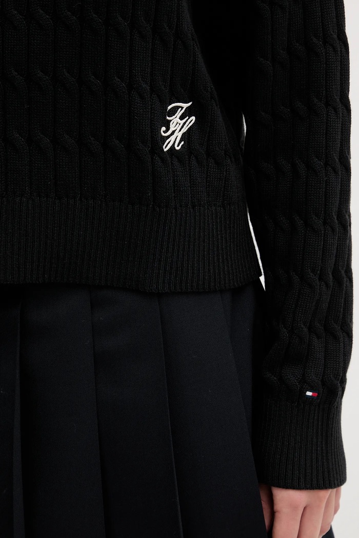 Βαμβακερό πουλόβερ Tommy Hilfiger WW0WW47643 μαύρο
