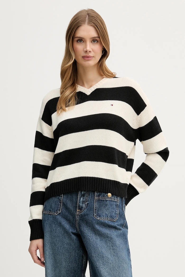 Tommy Hilfiger pulover de cașmir subtiri negru WW0WW47655