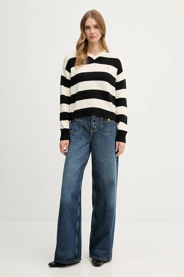 Tommy Hilfiger pulover de cașmir WW0WW47655 negru SS26