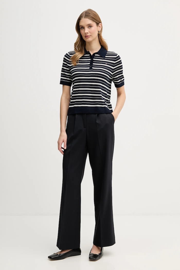 Tommy Hilfiger sweter z dodatkiem wełny WW0WW48450 granatowy SS26