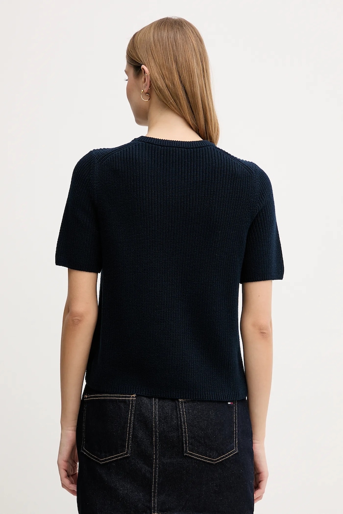 Oblečení Bavlněné tričko Tommy Hilfiger WW0WW48793 námořnická modř