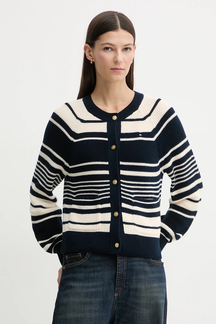 Памучна жилетка Tommy Hilfiger памук тъмносин WW0WW48795