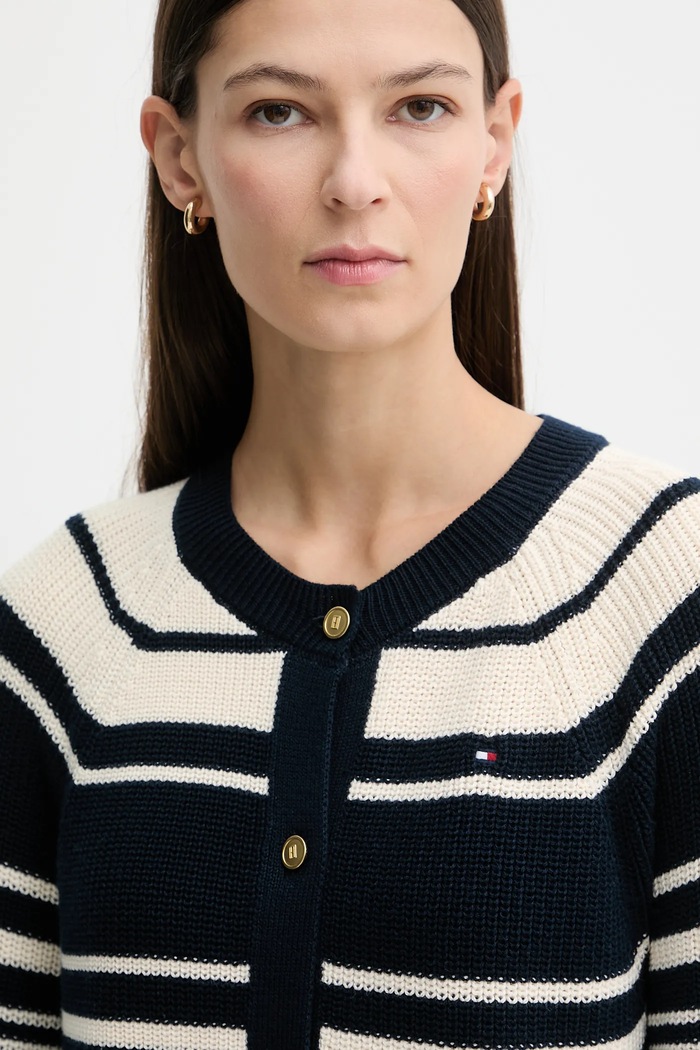 Памучна жилетка Tommy Hilfiger тъмносин WW0WW48795