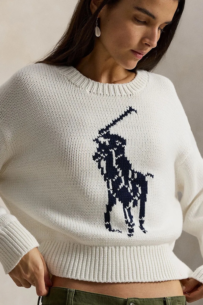 Polo Ralph Lauren pulover de bumbac alb 211A96234