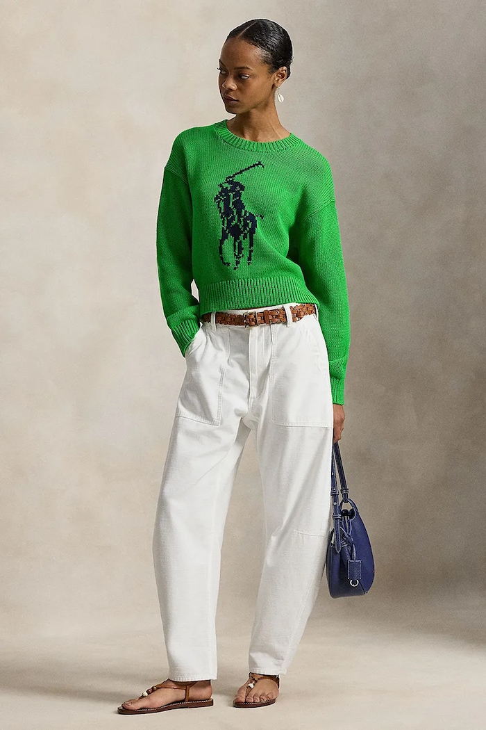 Odzież Polo Ralph Lauren sweter bawełniany 211A96234 zielony