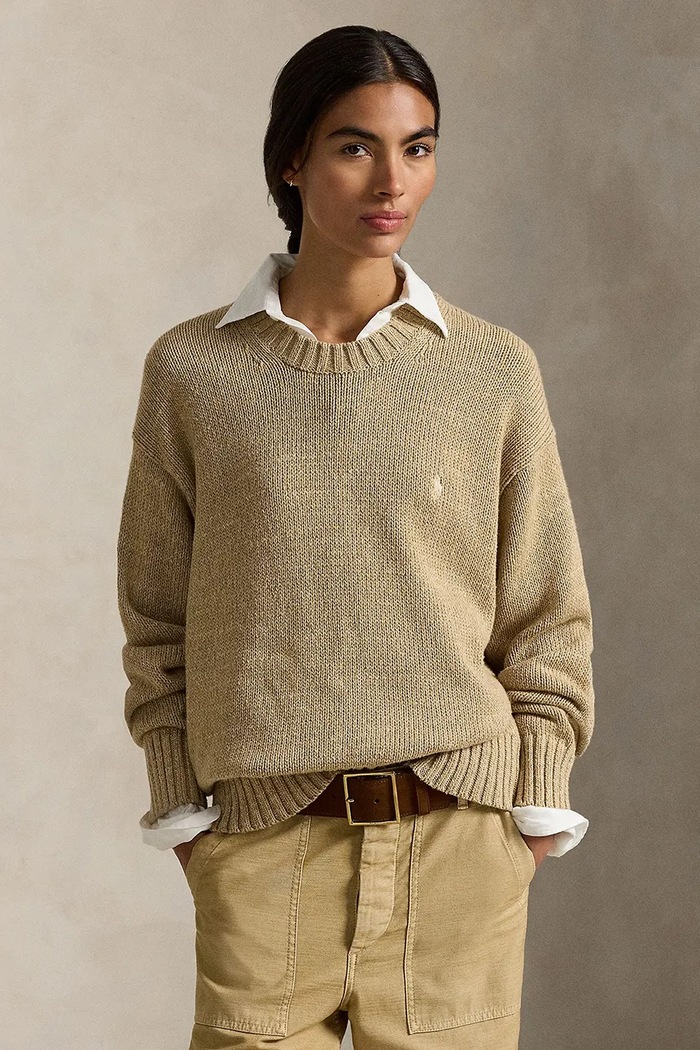 Βαμβακερό πουλόβερ Polo Ralph Lauren βαμβάκι καφέ 211A96252