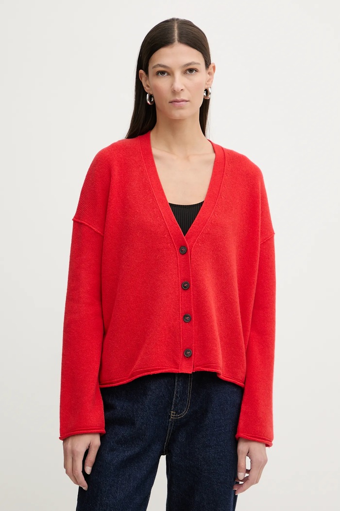 Marc O'Polo cardigan din lână grosime medie rosu 600605461119