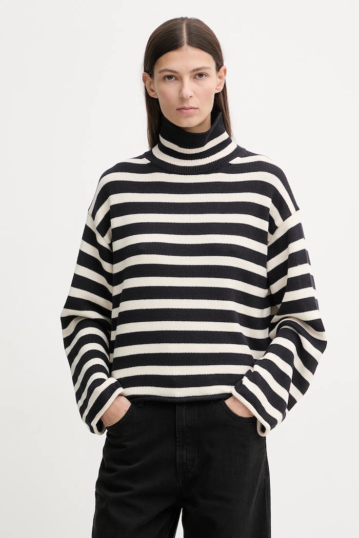 Marc O'Polo sweter bawełniany wzorzyste granatowy 600605960013